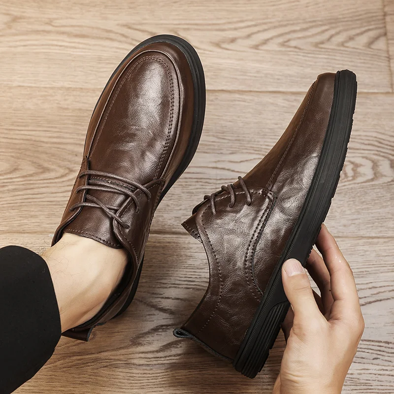 

Новинка 2023 года, мужские туфли-броги на шнуровке, модная кожаная мужская повседневная обувь, элегантные оксфорды, уличная официальная модельная обувь