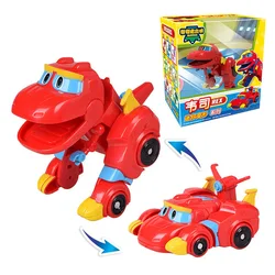 Il più nuovo Min Gogo Dino ABS Deformation Car/Airplane Action Figures REX/PING/VIKI/TOMO Transformation Dinosaur toys for Kids Gift