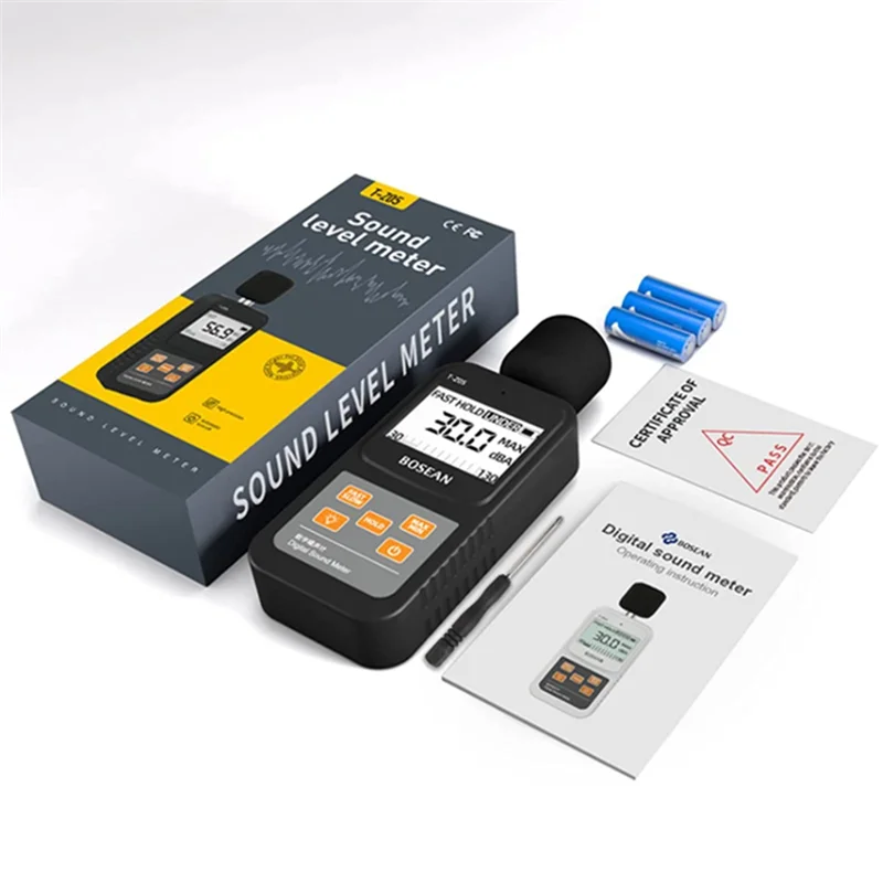 A88Z Digital Sound Level Meter Handheld SPL Meter,30-130DB Audio Noise Measure, Larger Backlit LCD Display For Home Factorie