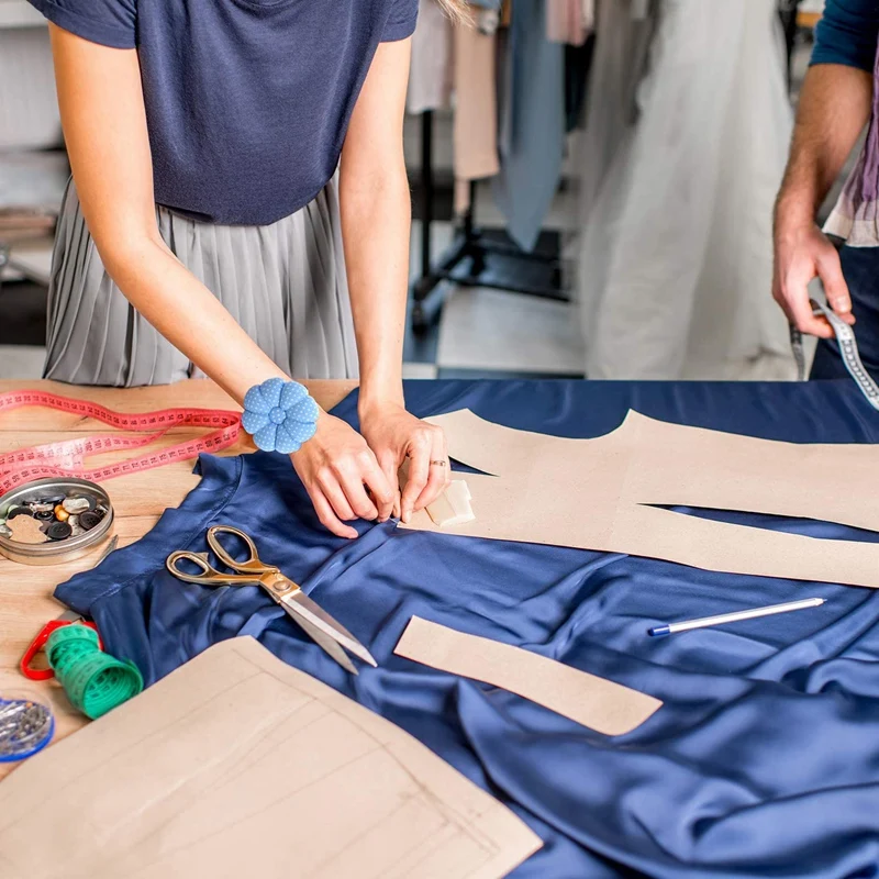 Cojín de alfiler de muñeca, cojín de alfiler de costura de calabaza, cojín de aguja usable con soporte de banda elástica ajustable, 4 piezas