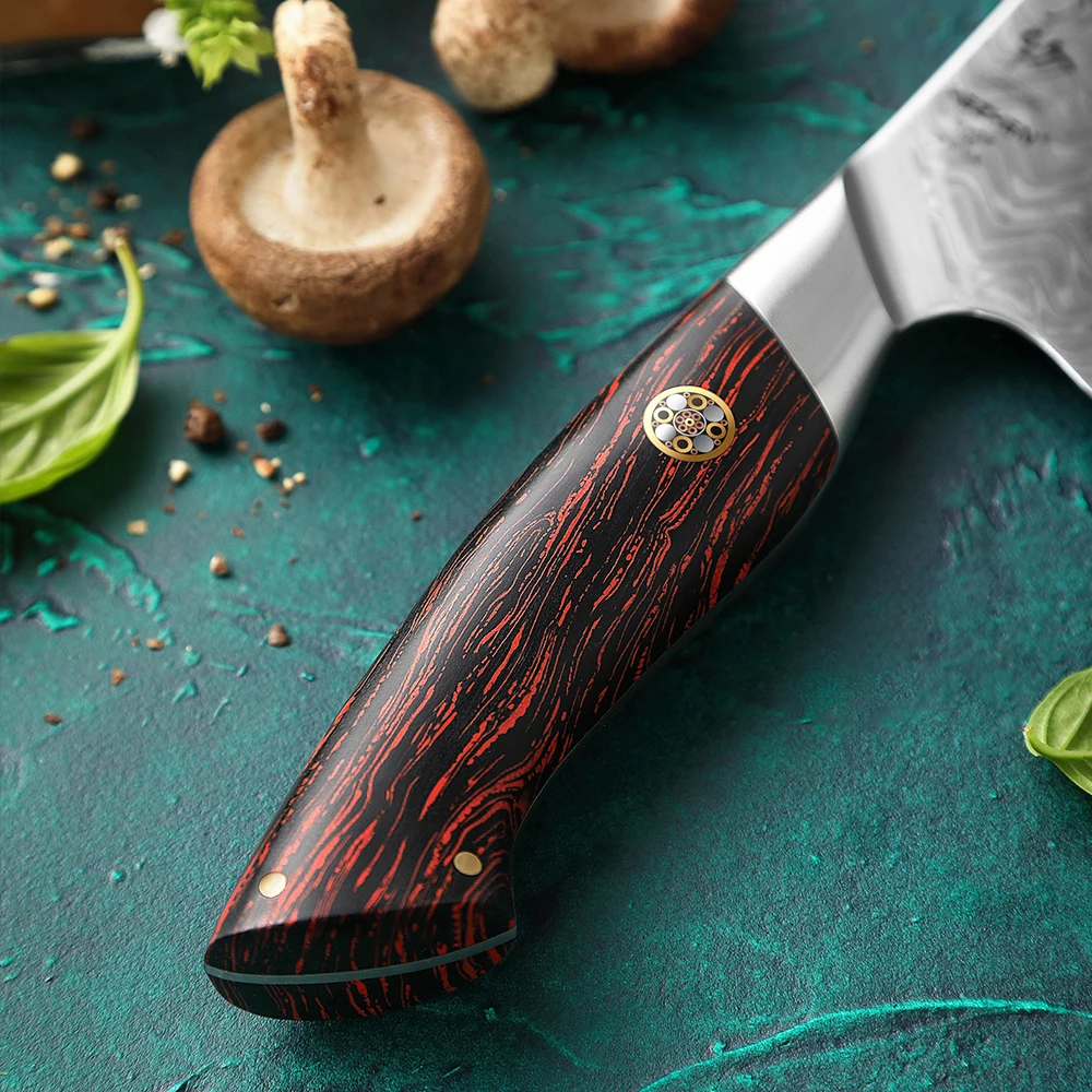 HEZHEN 8.3 Inch Chef Knife 73 Layers Damascus Steel Kitchen Knife Cooking Cutlery Powder Steel 14Cr14MoVNb Core Kitchen Tools