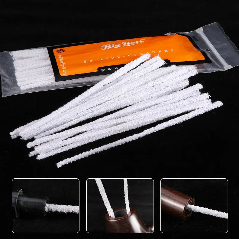 Pipe cleaner sticks, 50-count pack, white cleaning swabs, pipe cleaning sticks, pipe accessories