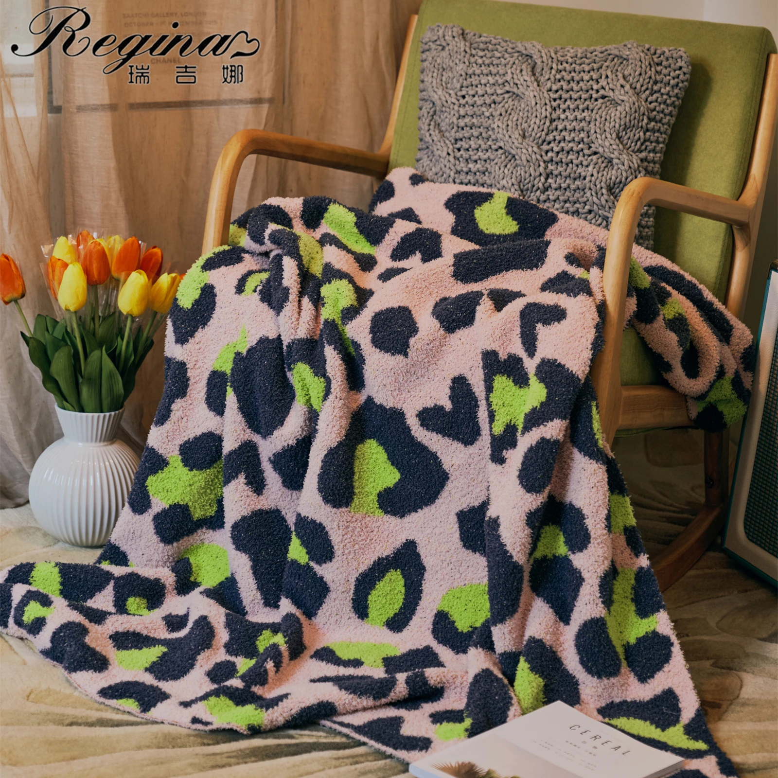 REGINA Brand Downy Fluffy Leopard Blanket Colorful Cozy Microfiber Knitted Decorative Blanket For Sofa Bed Shawl Plaid Blankets