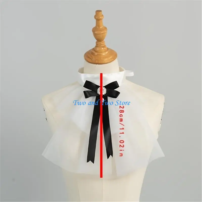 Fotografia 7: HX6F Colar destacável camadas tule decorativa falsa para mulheres e meninas