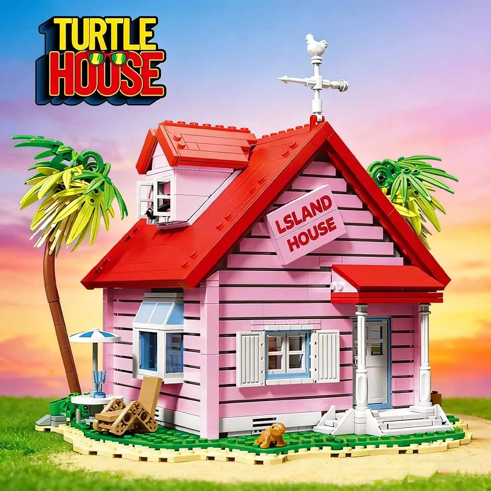 

In stock 1434PCS Turtle House Building Blocks Anime Architecture Kame Immortal House Assemble Bricks Toys Gift for Fans Kids