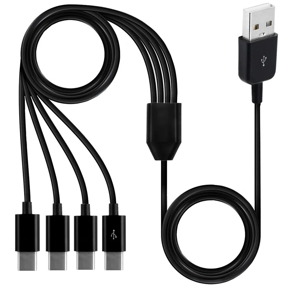 4 In 1 Multi Type C Charging Cable PVC Multi Head Stable Data Transfer Charger Cord For  Samsung  Xiaomi Notebook，Micro USB 0.3m