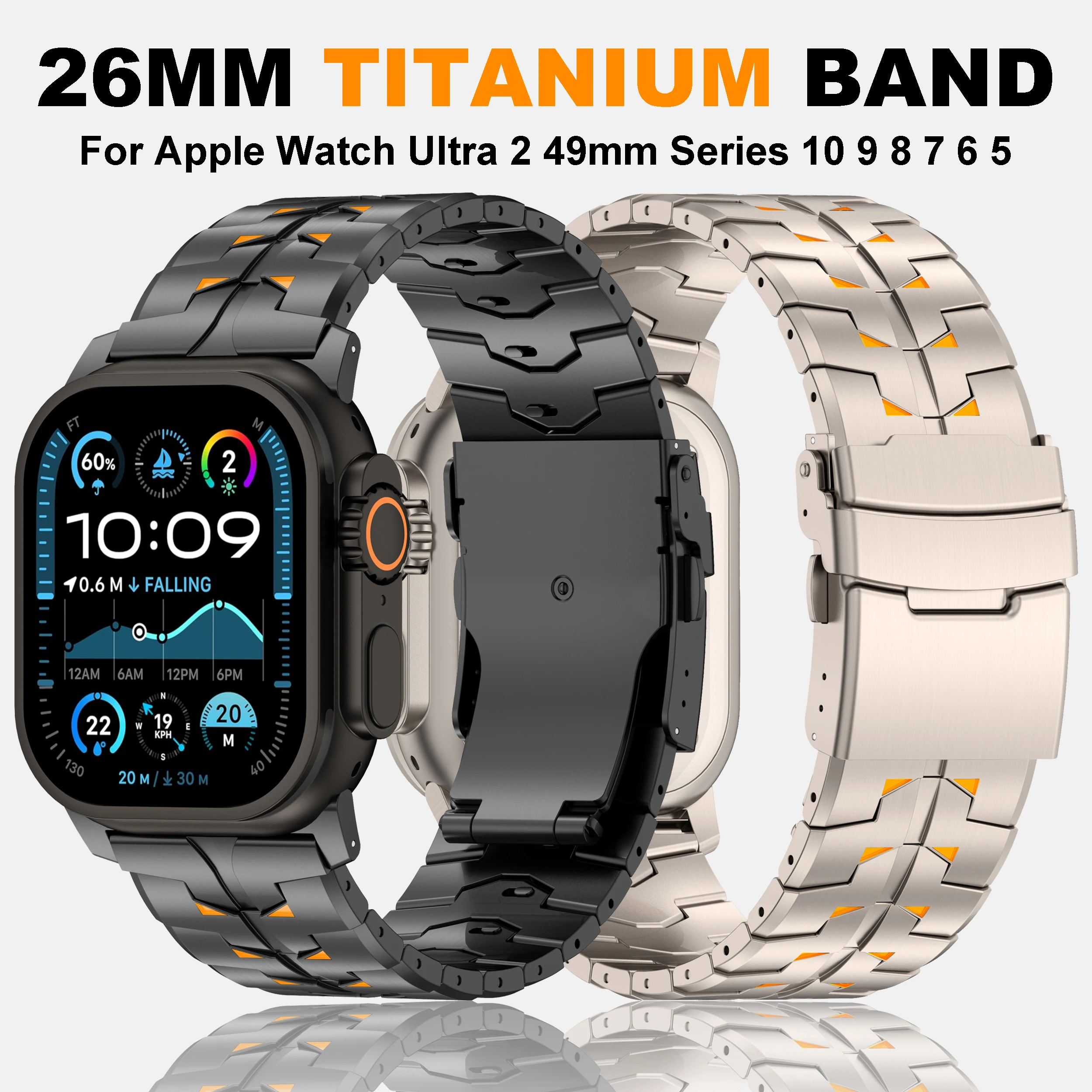 

Titanium Strap for Apple Watch Ultra 2 49mm Band Series 10 46mm 8 9 7 se 6 5 4 Watchband for iWatch ultra 49 44mm 45mm Bracelet