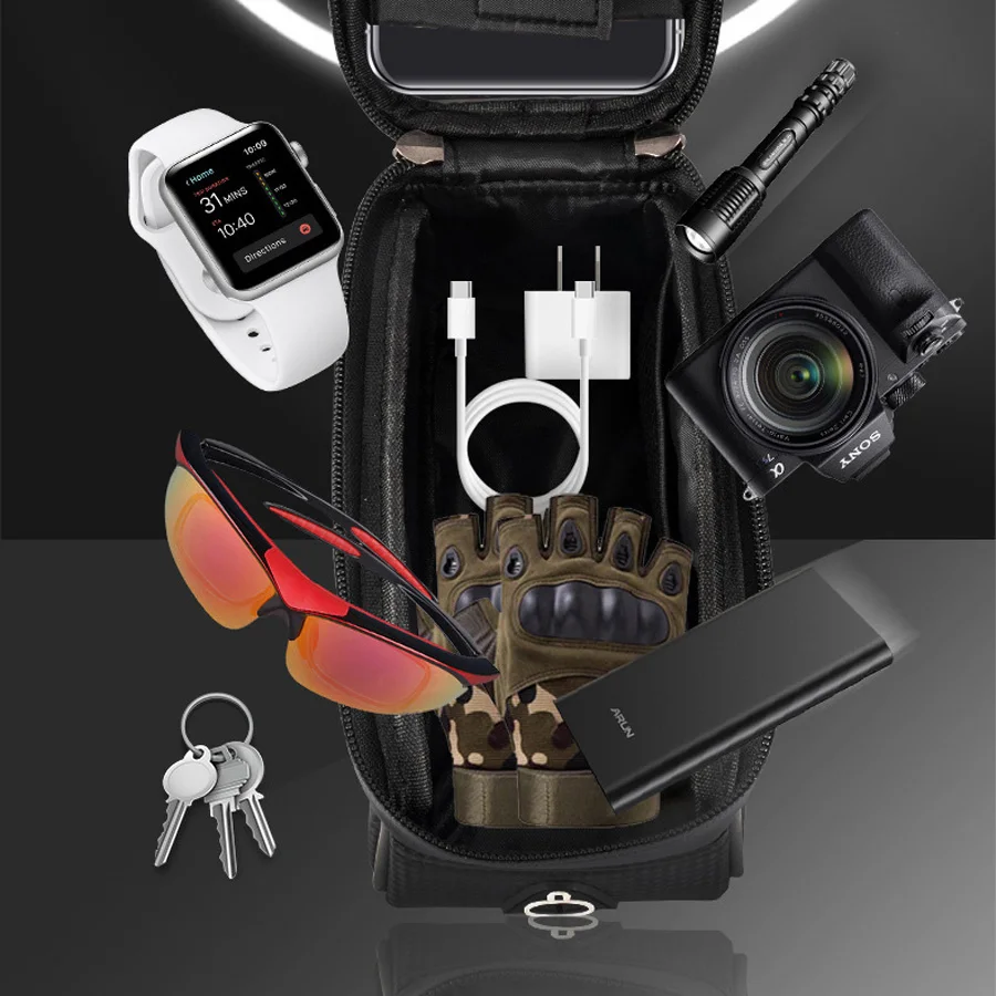 

Waterproof Bike Front Frame Bag,Touch Screen Compatible,Water-Resistant,Adjustable,Cycling Essential for Safe Riding