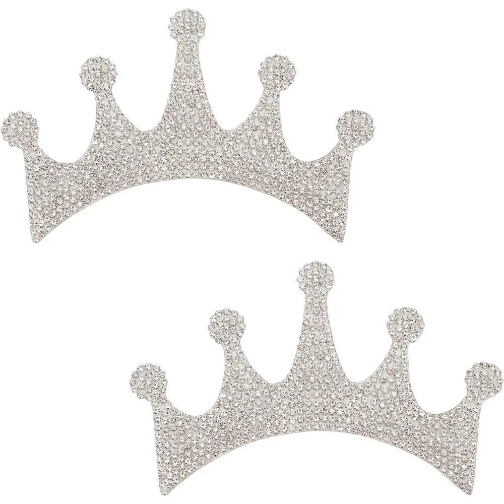 2Pcs Queen Princess Crown Stickers Rhinestone Crown Sticker Silver Crown Car Decor Waterproof for Cars Bumper Window Laptops