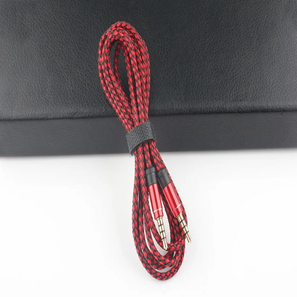 Male Car Mounted Auxiliary Line Stereo Nylon Braid Car AUX Cable Audio Adapter Cord Headphone Extension Cord 3.5mm Audio Cable