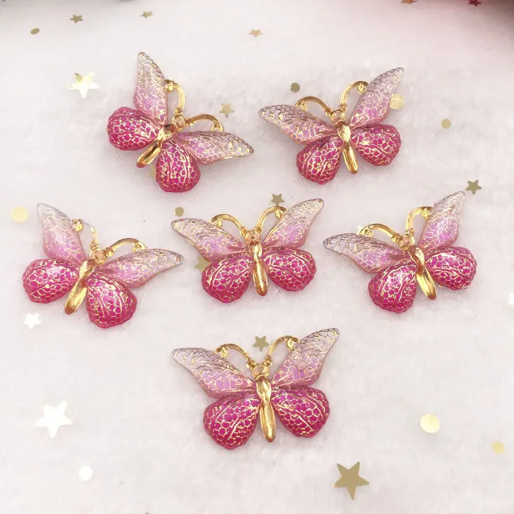 Shiny Colorful Butterfly Flat Back rhinestone Appliques 10pcs DIY 1 hole bead Wedding decoration Home Craft  christmas gift OW75