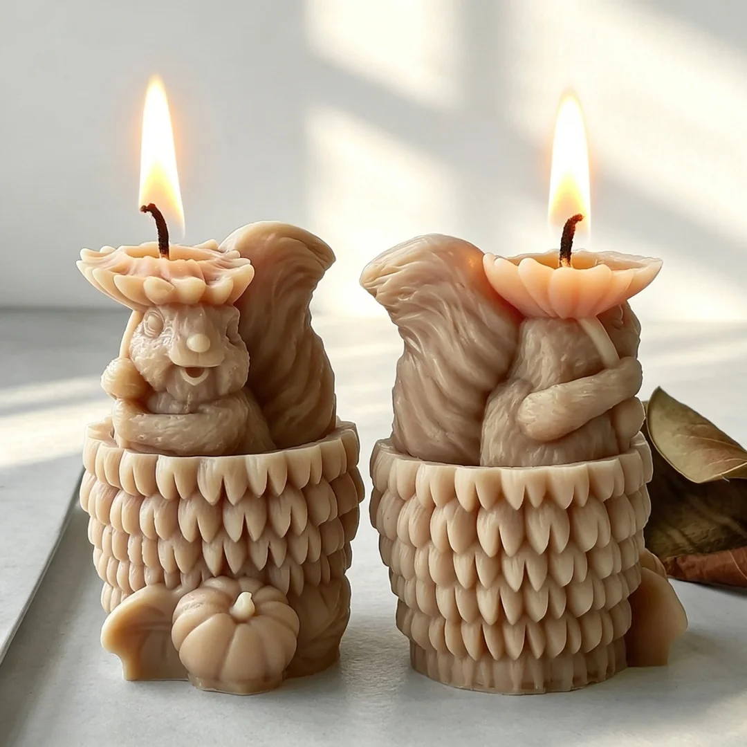 

3 Styles 3D Cute Squirrel Gypsum Silicone Mold Candle Mold DIY Scented Plaster Pendant Decor Easy Demold Reusable