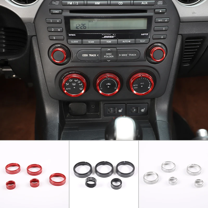 

Aluminum Alloy Car Air Conditioner Volume Switch Knob Ring Cover Decoration Trim For Mazda MX-5 2016-2023 Auto Accessories