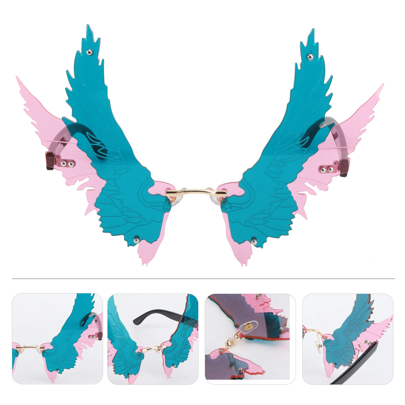 

Sunglasses Props Polarized Metal PC Lightweight Comfortable Party Novelty Wing Design Halloween Cosplay Birthday Masquerade