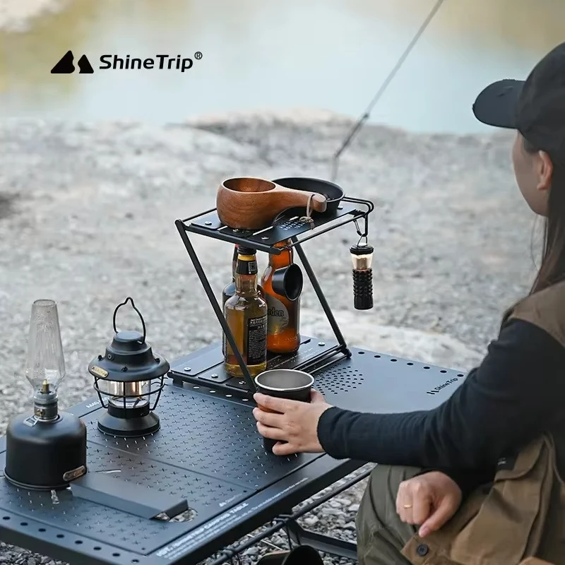 ShineTrip Outdoor Camping Desktop Folding Stand Aluminum Portable All-in-One Multifunctional Camping Storage Z-Table