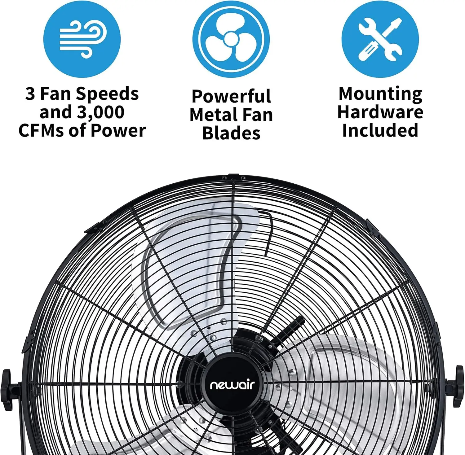 Velocity Wall Mount Fan, Heavy Duty Waterproof Outdoor Fan, Adjustable Tilt and 3 Speeds