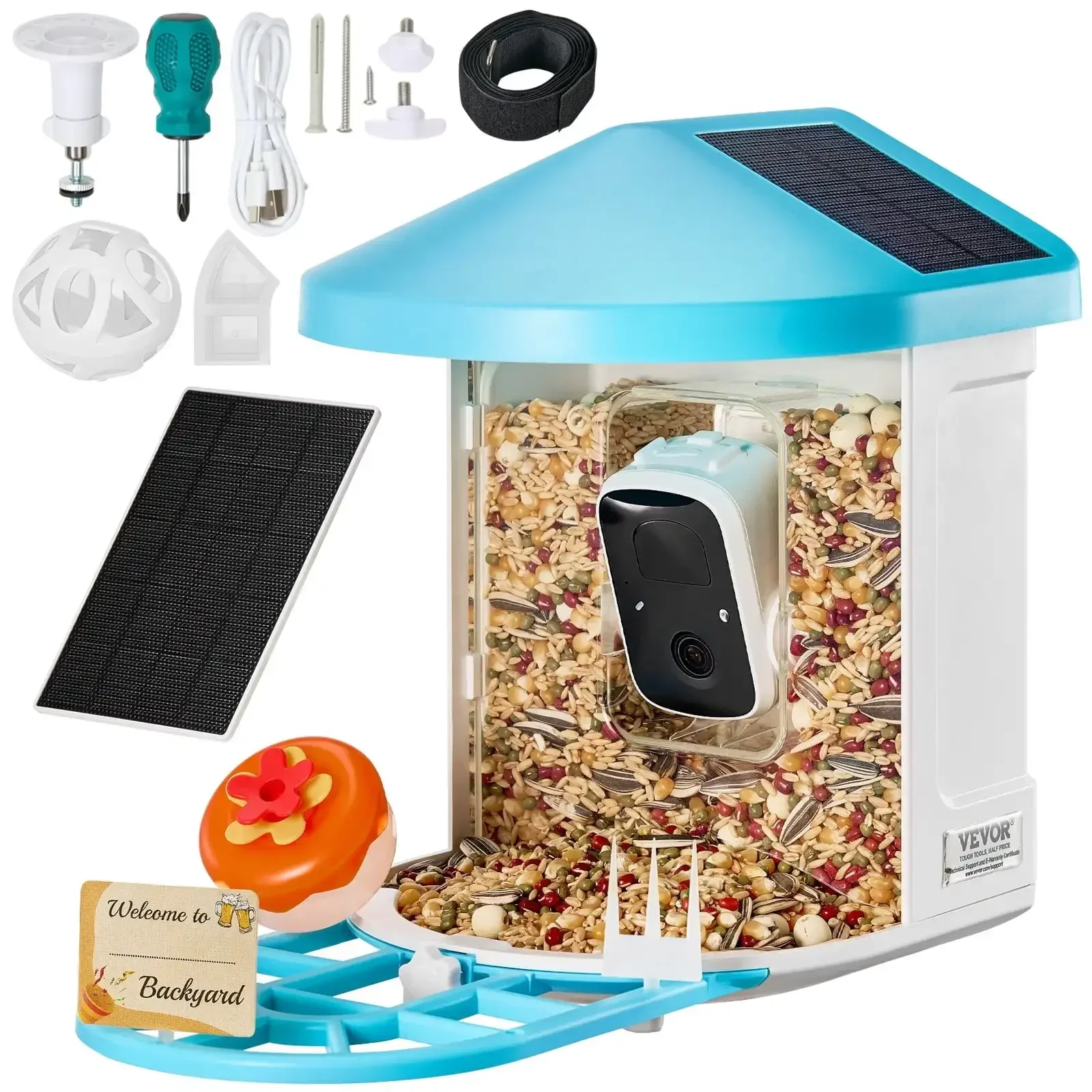 Smart Bird Feeder with Camera AI Identify 10000+ Bird Specie Solar-Powered