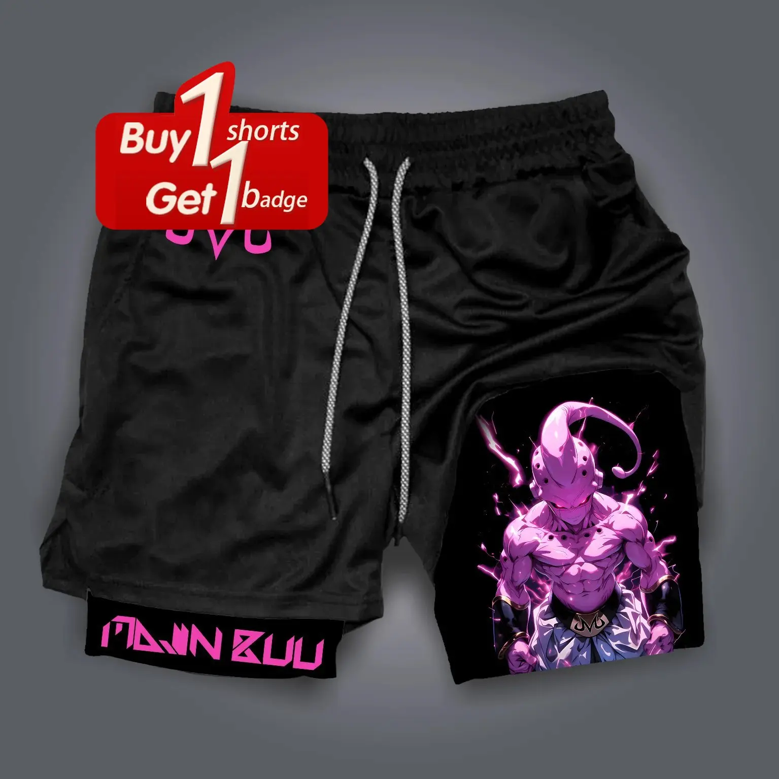 Celana Pendek Pria Y2k Musim Panas Celana Jogging Kebugaran Kompresi 2-1 Lapisan Ganda Cepat Kering Gambar Cetak Goku Anime Dragon Ball Pakaian Gym