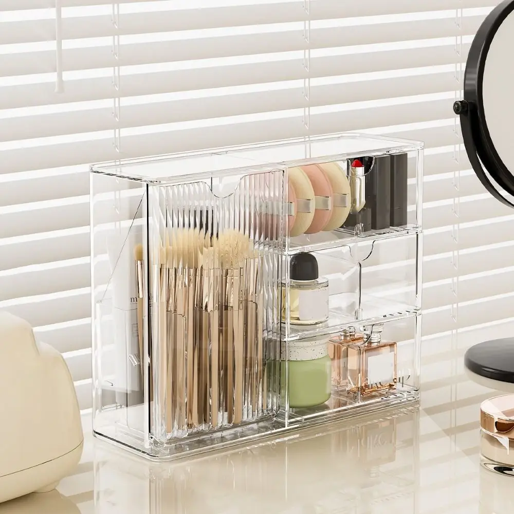 

Пластиковый прозрачный органайзер для косметики с выдвижными ящиками, пылезащитный, большой емкости, подставка для помад, для дома