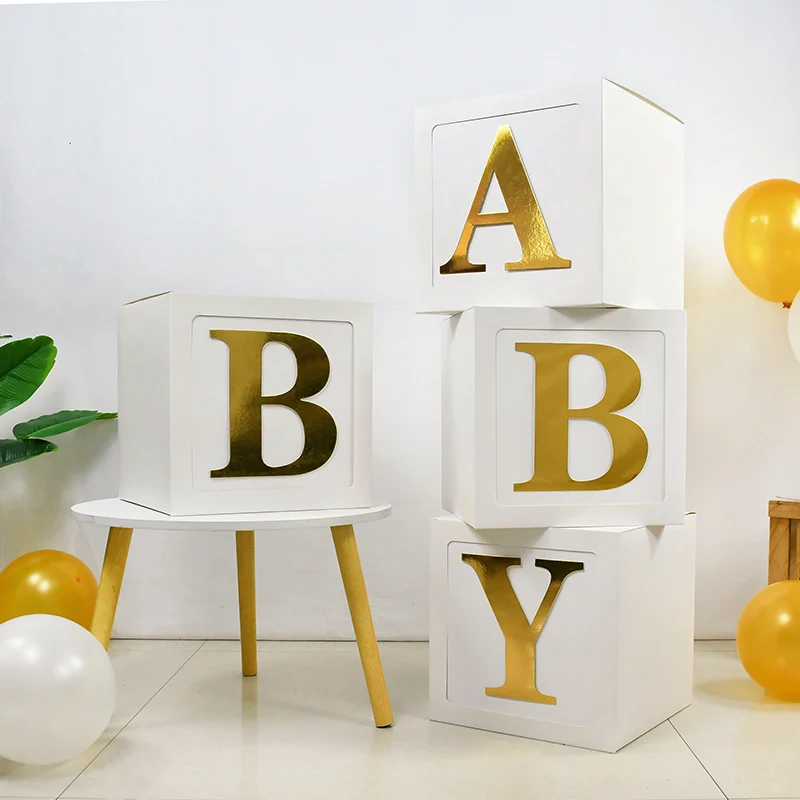 Transparent Baby Letter Balloon Box Set Baby Shower Decoration 1st Birthday Party Supplies Balloon Box Decor Boxes Gender Reveal