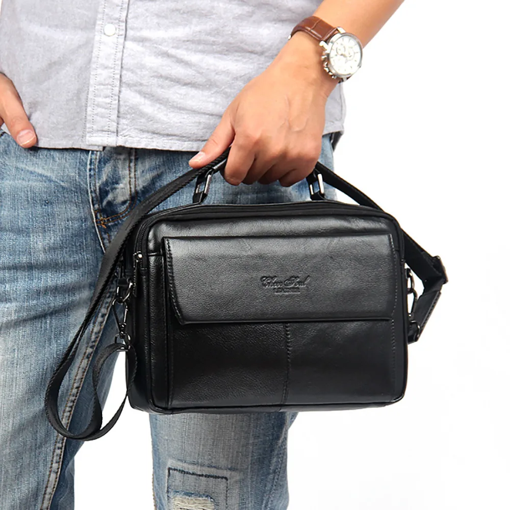 Bolsa de couro genuíno para homens, bolsa de negócios com alça superior, bolsa de couro de primeira camada, bolsa masculina, marca famosa