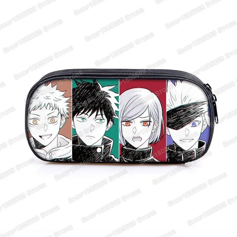 Japanese Anime Jujutsu Kaisen Cosmetic Case Pencil Bags Gojo Satoru Tops Yuji Itadori Stationary School Bag Teenager Pencil Box