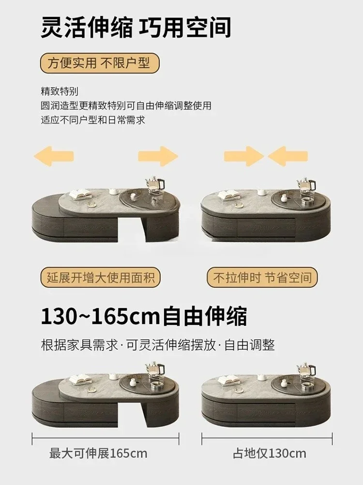 05 FG17Light Luxury Stone Plate Kung Fu Tea Table Integrated Household Multi-Functional Coffee Table TV Cabinet Combination