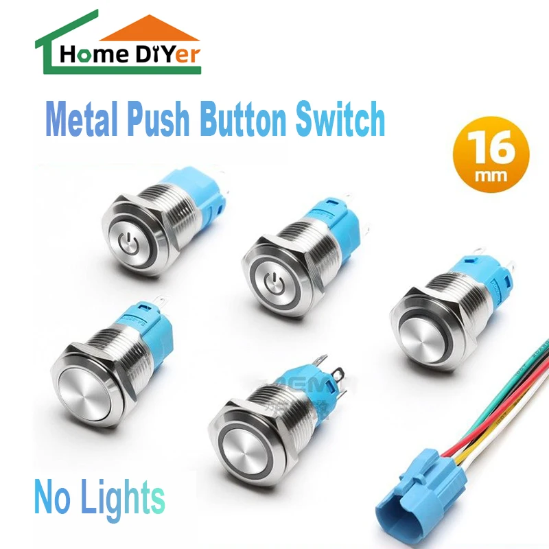 

1 шт. 16 мм водонепроницаемая металлическая кнопка-переключатель с LED-подсветкой, самоблокирующаяся, с функцией сброса, для автомобильного двигателя, с высокой/плоской головкой