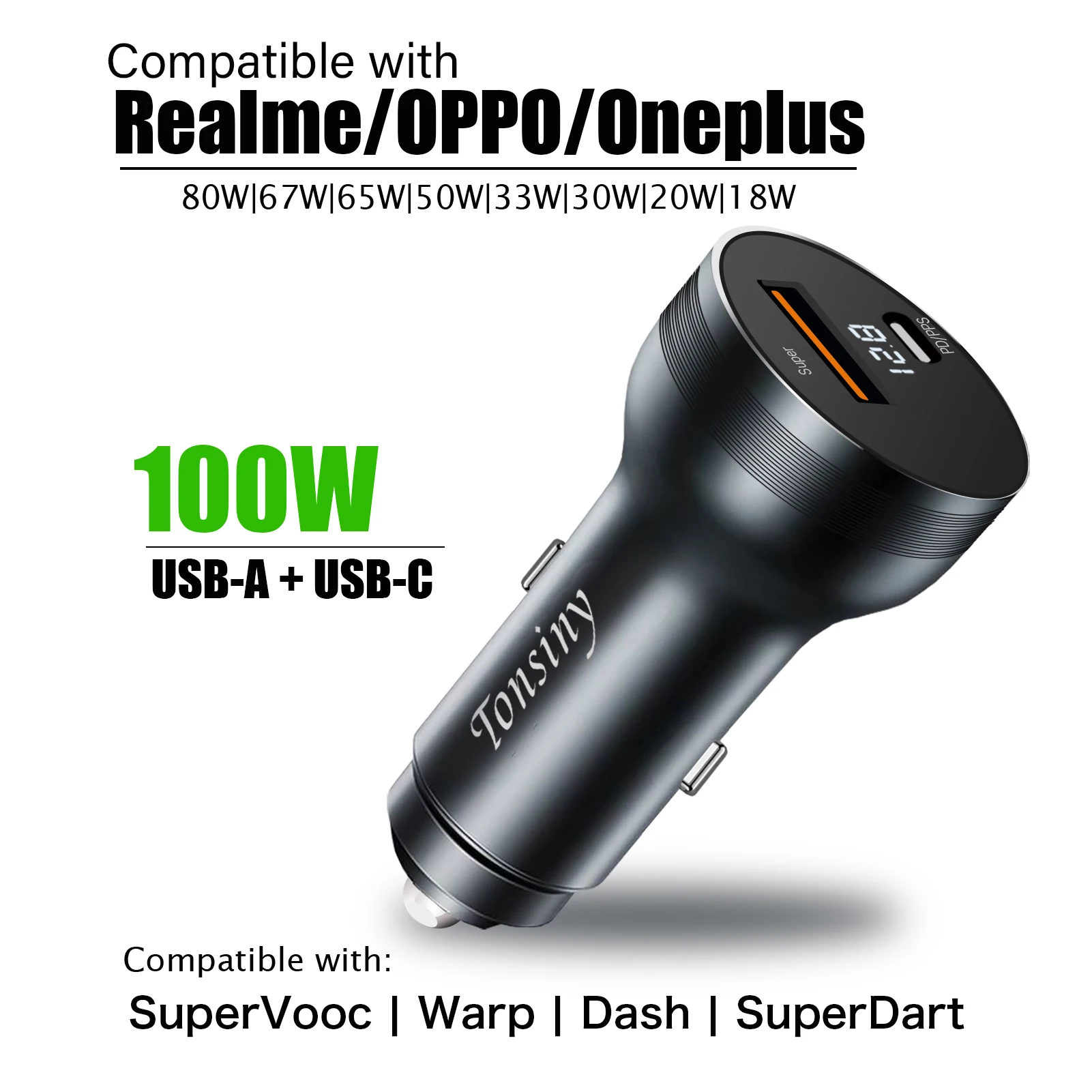 Autoladegerät für Realme 11/10/9 Pro/C55/C35, Warp-Autoadapter für OnePlus 11, Zigarettenanzünder-Ladegerät für OPPO Find X9 Reno 15 – Detail 4