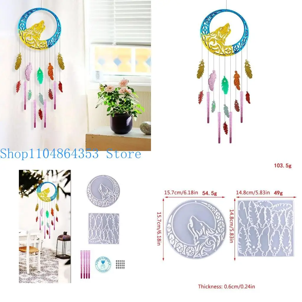 

652F Wolf Wall Hanging Wind Mould Silicone Epoxy Resin Molds DIY Pendant Jewellery Making Home Decoration