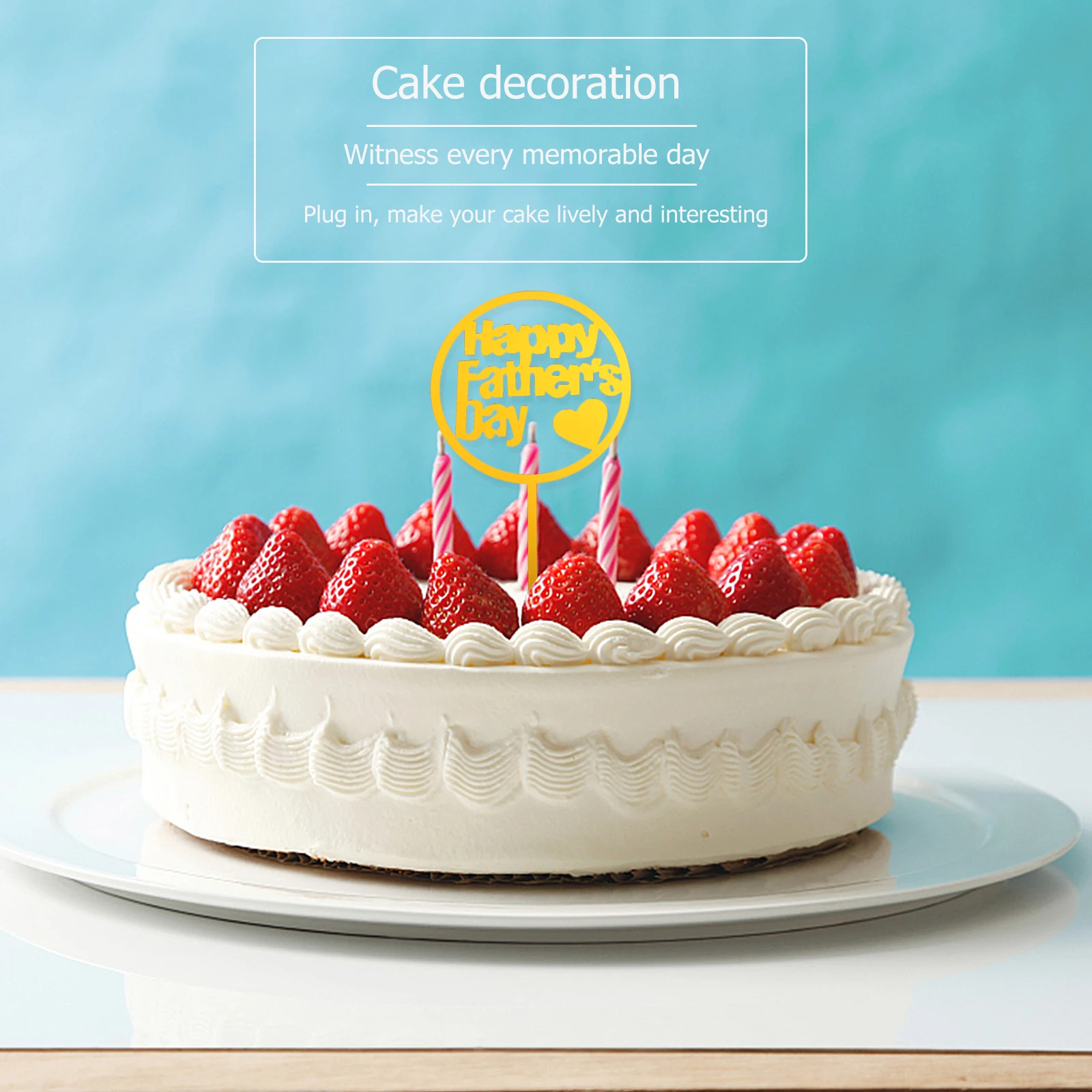 

20 Pcs Acrylic Cake Toppers Reusable Decor for Father's Day Party Supplies Dessert Table Centerpiece Food Picks Photo Props