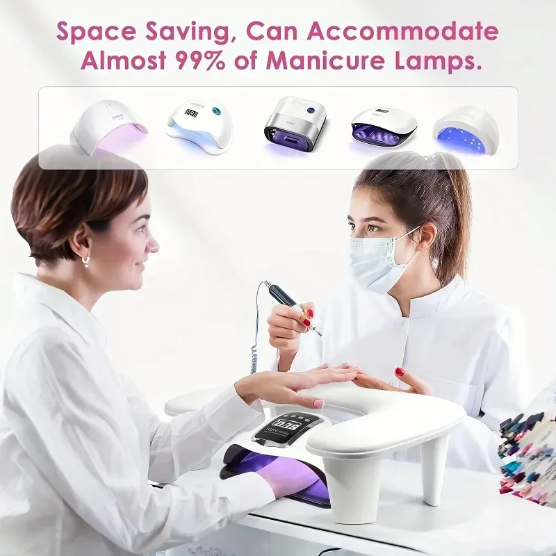 

Adjustable Height U‑Shaped Nail Hand Rest, PU Leather Soft Manicure Arm Pillow for Nail Salon