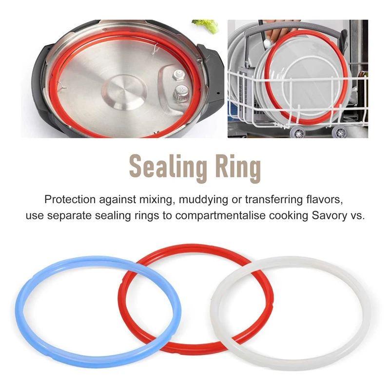 3 Pack Sealing Rings For Ninja Foodi 8 Quart Silicone Gasket Accessories Rubber Sealer Replacement For Air Fryer