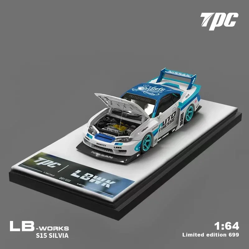 **PreSale** TPC 1:64 LBWK Silvia S15 LB Super Silhouette Openable Hood Blue Diecast Diorama Car Model Collection TimeMicro