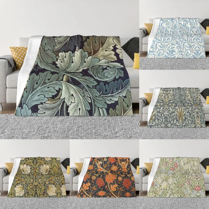 Acanthus By William Morris Blanket Warm Fleece Soft Flannel Textile Pattern Throw Blankets Bedroom Couch Outdoor Spring Autumn