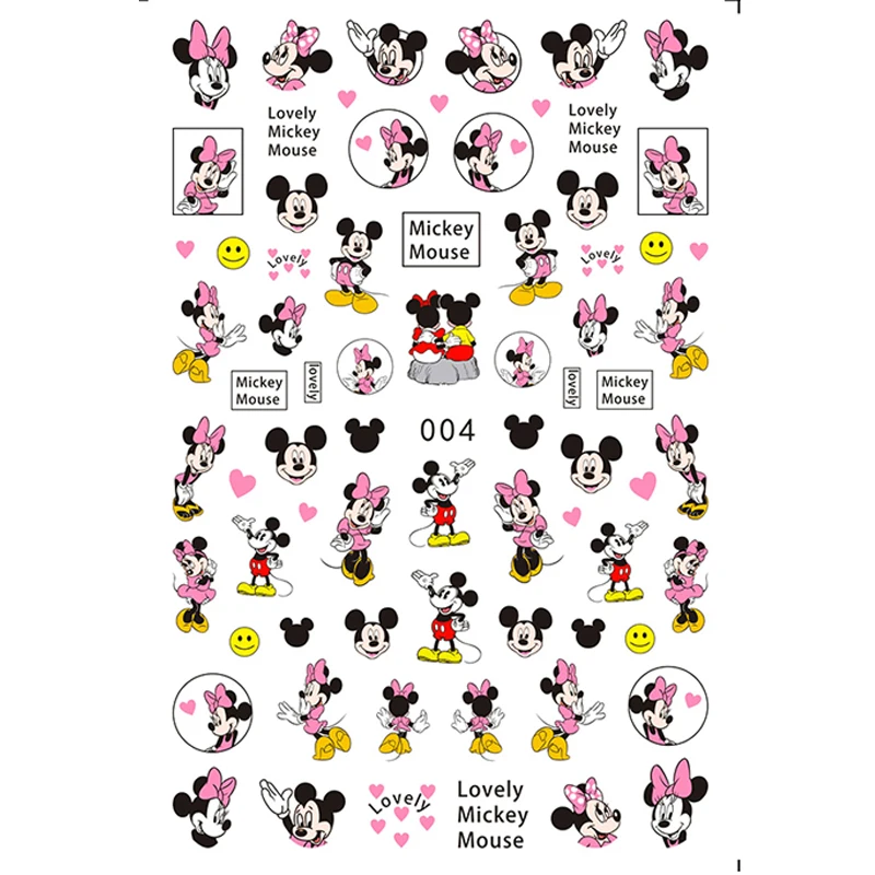 

10PCS Disney Cartoon Nail Stickers Mermaid Snow White Children's Nail Slider Donald Duck Mickey Mouse Nail Art Decoration