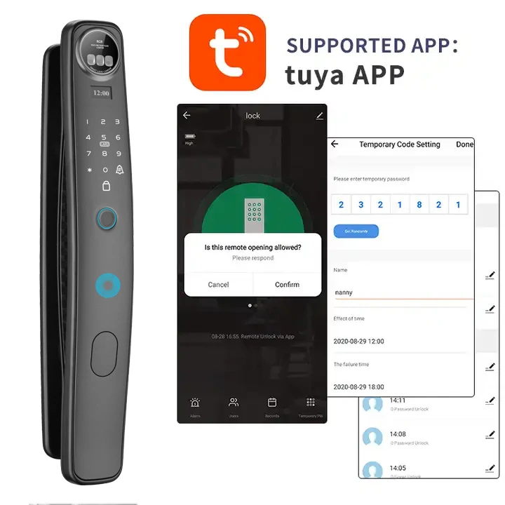 Tuya App التحكم عن بعد الأمن الذكي قفل المنزل المعقول التلقائي بصمة الإصبع الرقمية قفل الباب الإلكتروني واي فاي بطاقة المفتاح