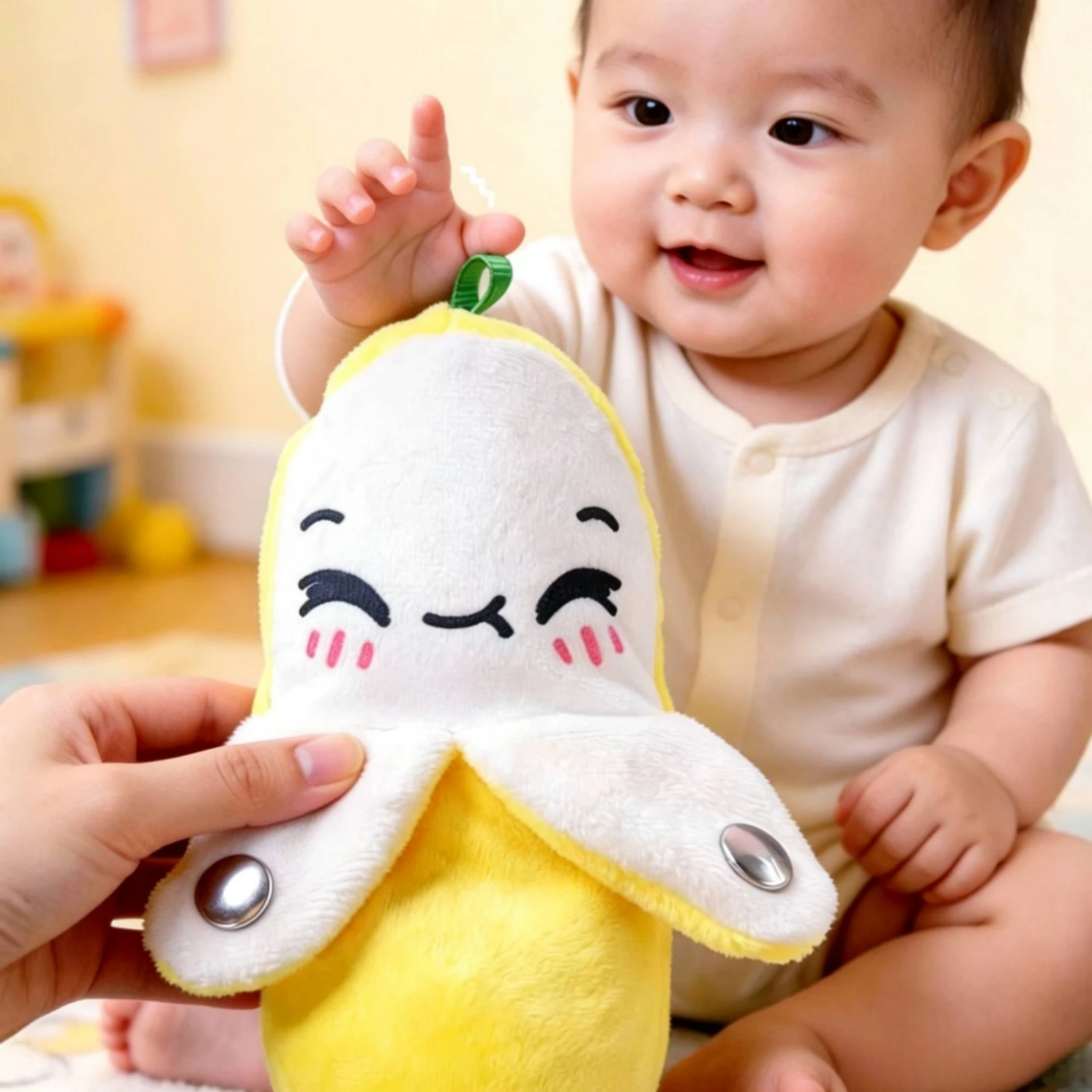 Banana Stuffed with Touch Pads Sensory Musical Stuffed Toy Stuffed Banana Adorable Portable for Babies, Nursery, Bedside