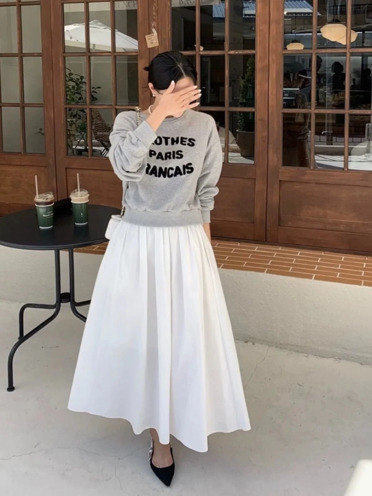 Vestido Suda con Efecto Adeazante para Mujer, Cuello Redondo, Estampado de Letras, Diseño de Dos Piezas Falsas, Cintura...