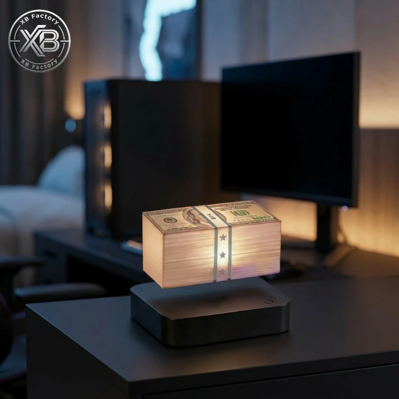 Lampe à monnaie flottante, ornement de bureau technologique, cadeau de luxe unique pour amis, homme, femme, Noël, Saint-Valentin, anniversaire, décoration lumineuse