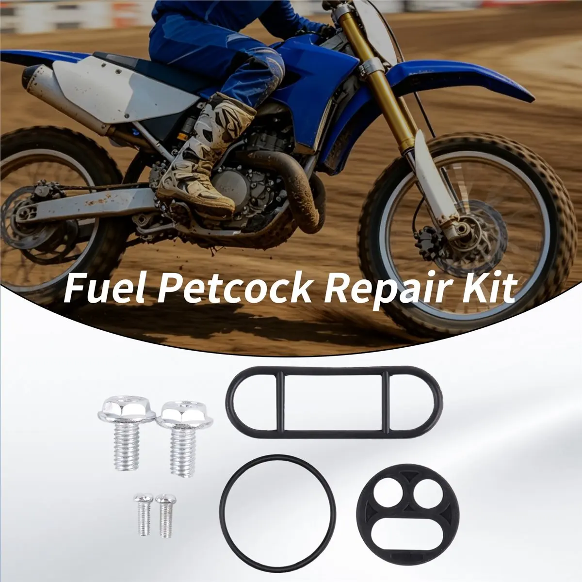 #99E Motorcycle Fuel Tap Repair Kit,Fuel Petcock Repair Kit Seal Kit 18-2727V for Kawasaki KLX250R KLX300 (Black)