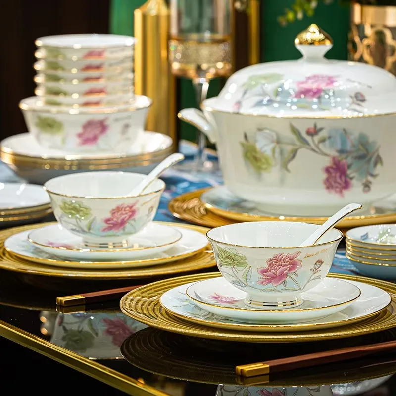 Modern Unique Dinnerware Sets Design Aesthetic Elegant Designer Dinner Sets Luxury Christmas Vajilla Porcelana Dinner Set