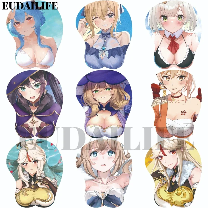 

Yoimiya Jean Ningguang Mona Genshin Impact 3D подставка для запястий коврик для мыши силиконовый коврик для мыши Oppai мягкий коврик для мыши офисная работа отаку