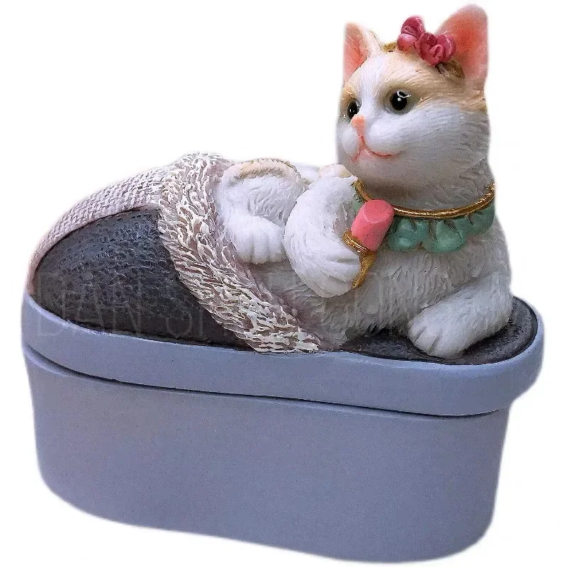 Three-Dimensional Cat Mold Storage Box, Thin Silicone Mold, Aromatherapy Plaster, Manual DIY3D