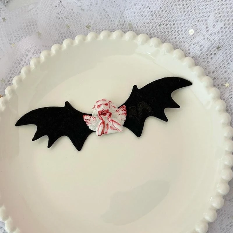 Punk gotico angelo pipistrello clip a becco d'anatra clip laterali per capelli pipistrello teschio fermagli per capelli di Halloween decorazione coda di cavallo mollette per capelli cosplay