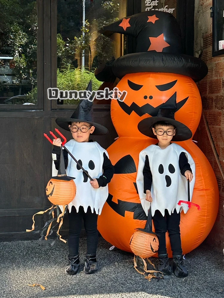 ‌‌Halloween New Cosplay Costumes for Kids Girls Boys Ghost Parody Stage Personalized Printed Performance Costumes Pumpkin‌ view 4