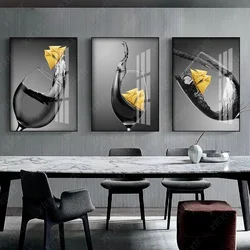 Red Wine and Wine Glass Poster and Print Restaurant Canvas Painting Wall Art Picture for Living Room Kitchen Home Decor Cuadros