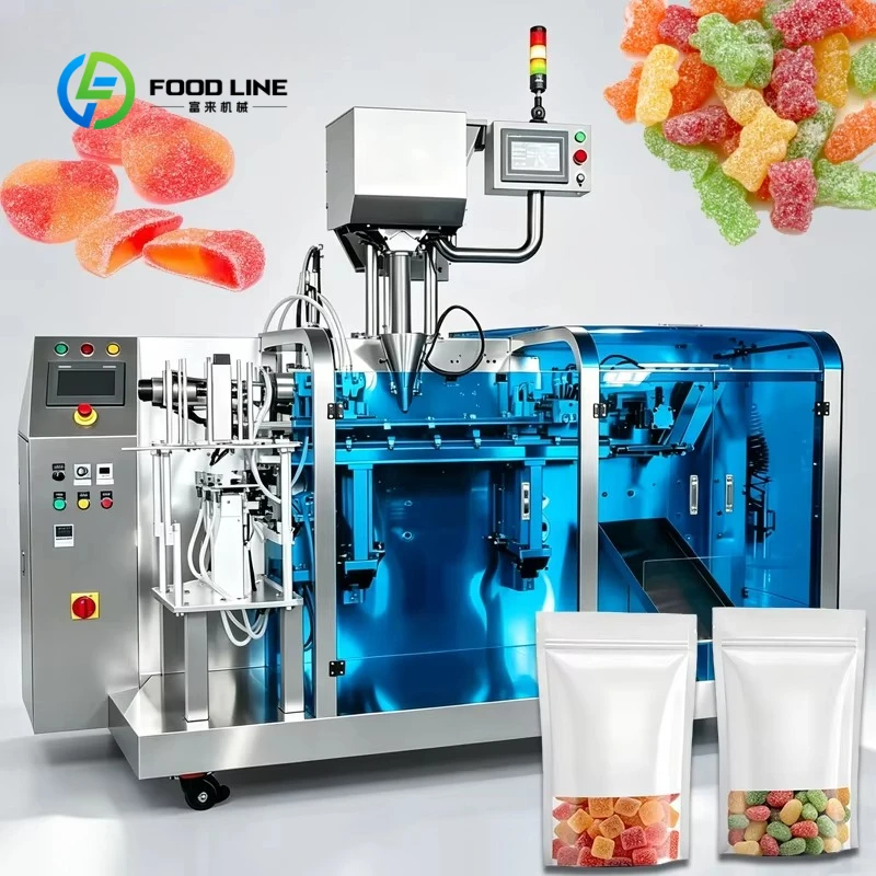 Customized Automatic Counting 50 100 Pcs Candy Doypack Packing Machine for Soft Gummy Candy Zipper Sachet Bag Packing Machine