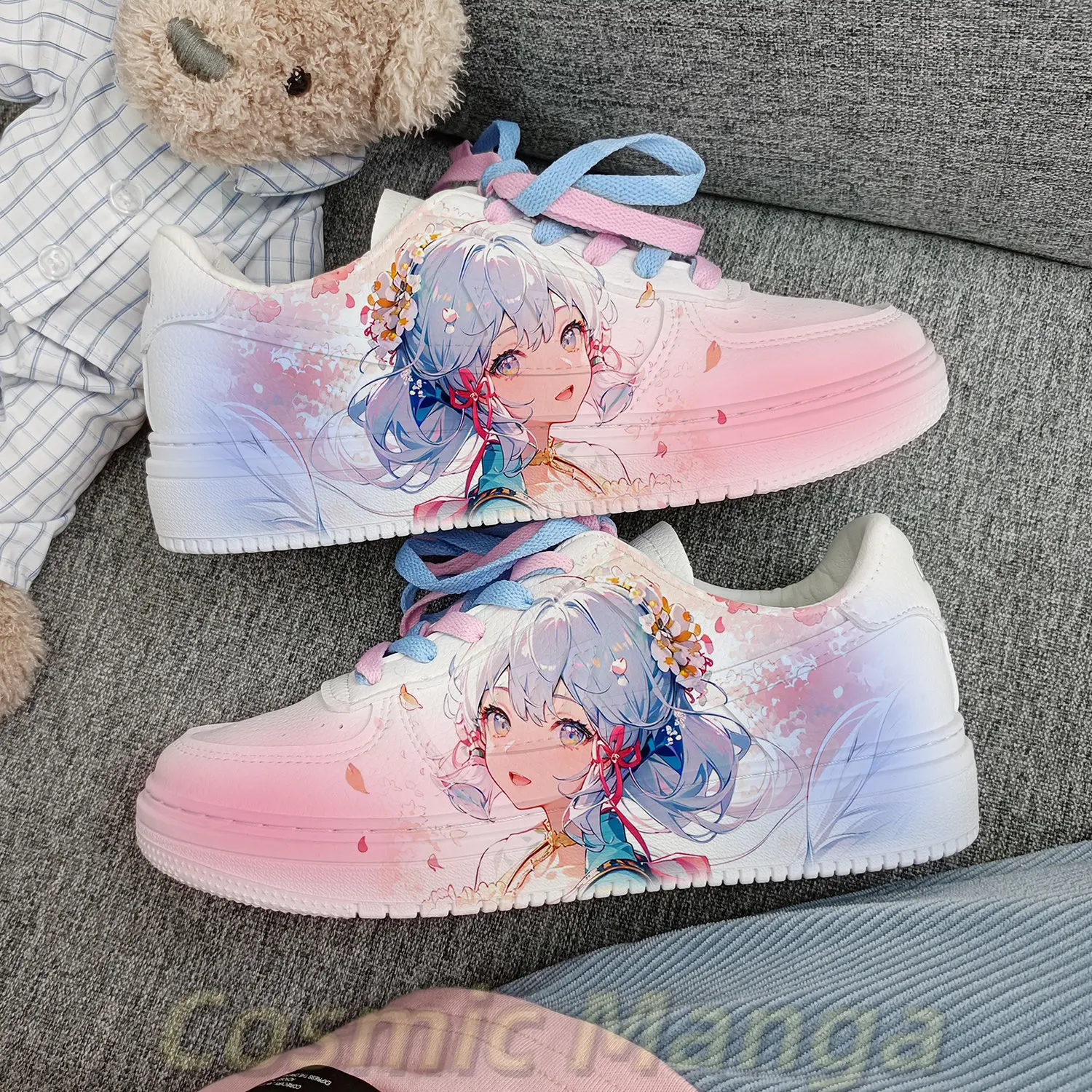 

Anime Genshin Impact Furina Cosplay Anime Little White Shoes Student Flat Bottom Casual Sports Shoes Halloween Birthday Gift