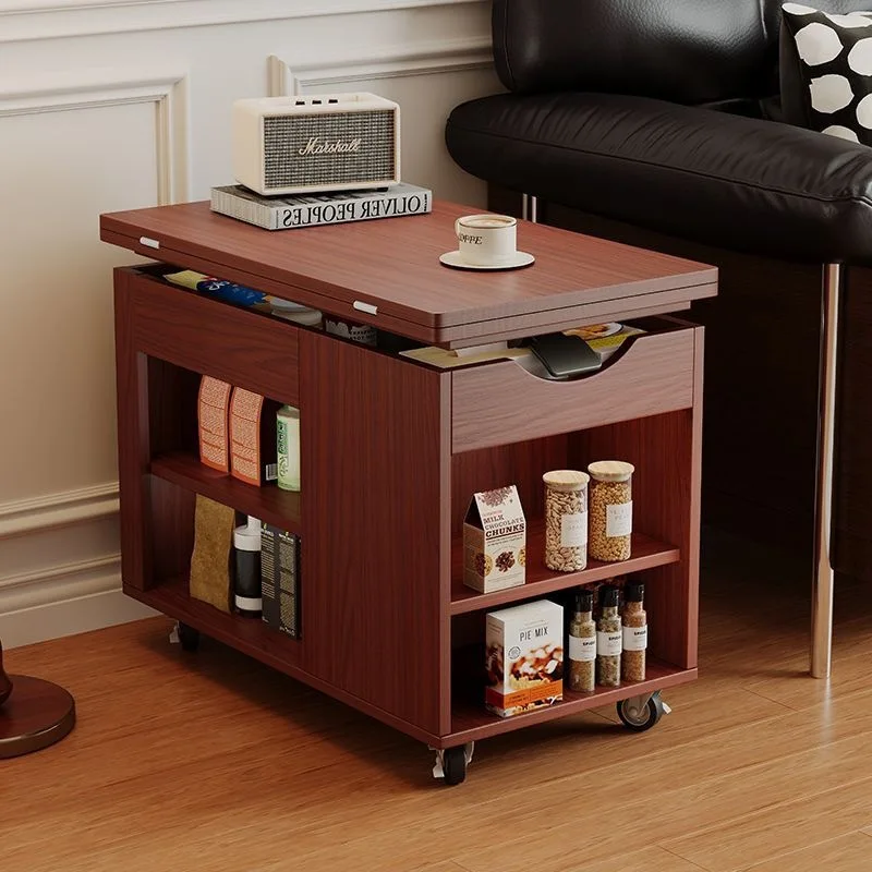 Foldable mobile lifting tea table Small apartment living room Multifunctional tea table